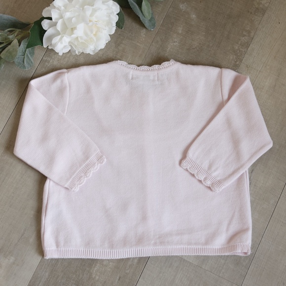 Pink Cardigan 100% Cotton Feltman Brothers Embroidery Pearl NWT 12/18 Months NWT - Picture 4 of 4